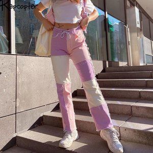 Women Jeans Pants High Waist Trousers Cargo Pants